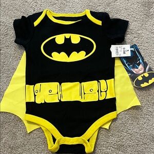 Dc Comics Batman Black and Yellow bodysuit with removable cape nwt Infant Outfit